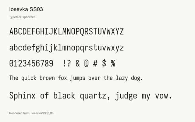 Typeface specimen rendered from the distributed font