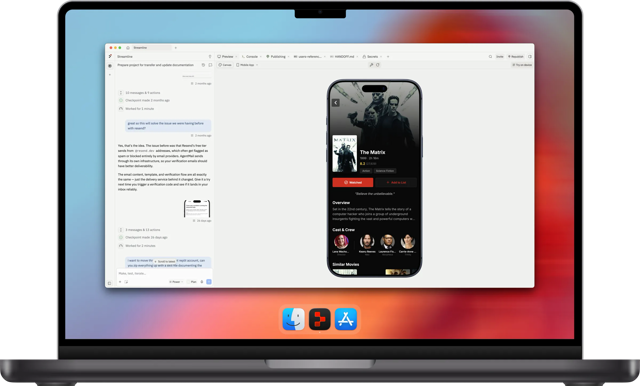 Replit for Mac: official desktop app showcase with a sample project and mobile preview