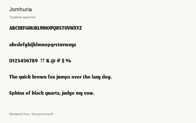 Typeface specimen rendered from the distributed font