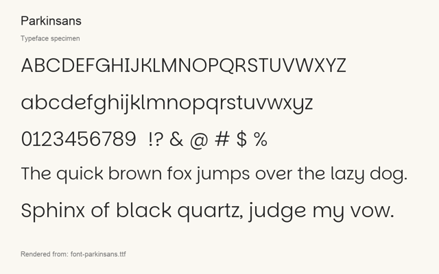 Typeface specimen rendered from the distributed font