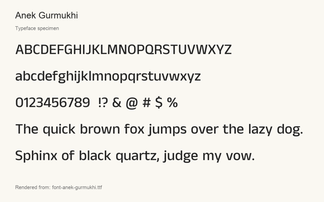 Typeface specimen rendered from the distributed font