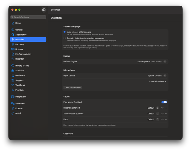 TypeWhisper for Mac — official dictation settings example