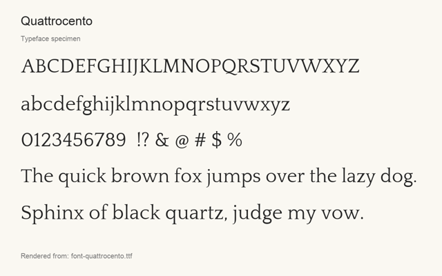 Typeface specimen rendered from the distributed font