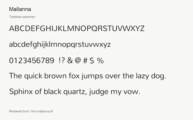 Typeface specimen rendered from the distributed font