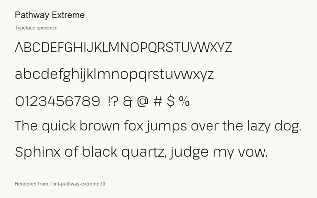 Typeface specimen rendered from the distributed font
