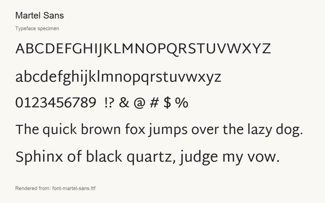 Typeface specimen rendered from the distributed font
