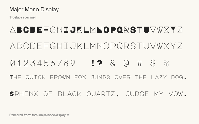 Typeface specimen rendered from the distributed font
