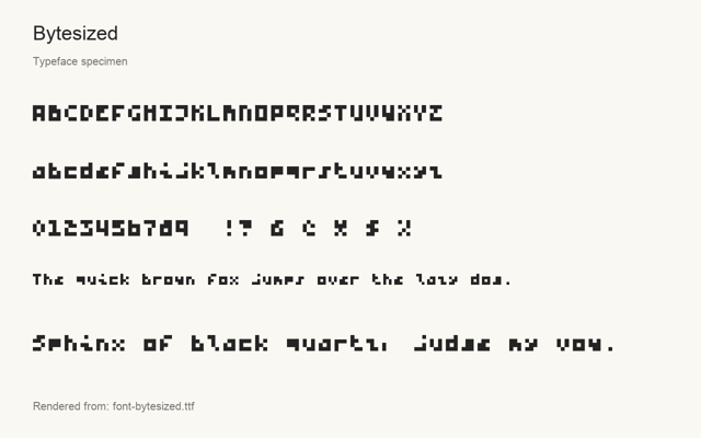 Typeface specimen rendered from the distributed font