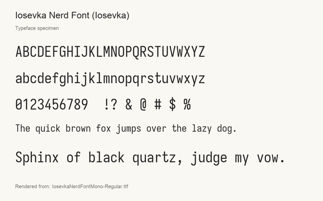 Typeface specimen rendered from the distributed font