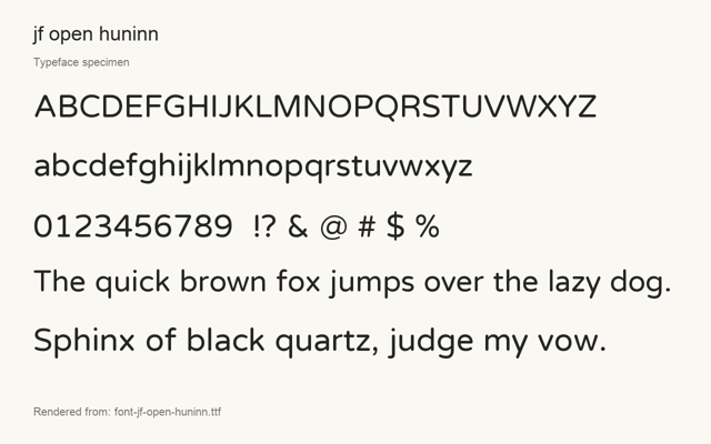 Typeface specimen rendered from the distributed font