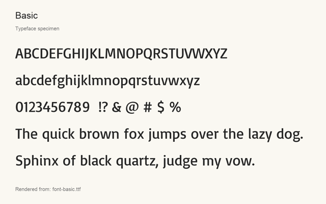 Typeface specimen rendered from the distributed font