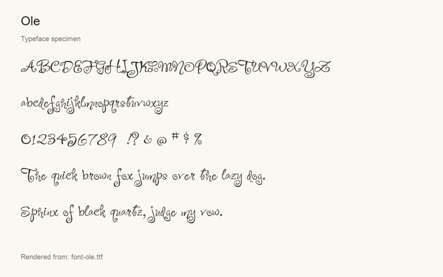 使用发行字体文件实际渲染的字样示例