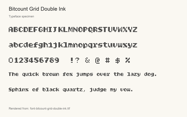 Typeface specimen rendered from the distributed font