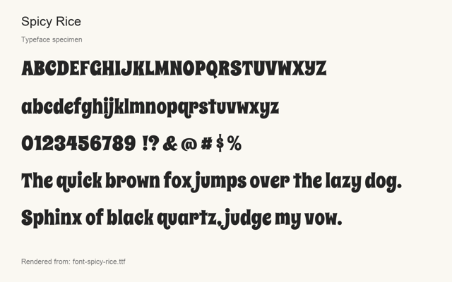 Typeface specimen rendered from the distributed font
