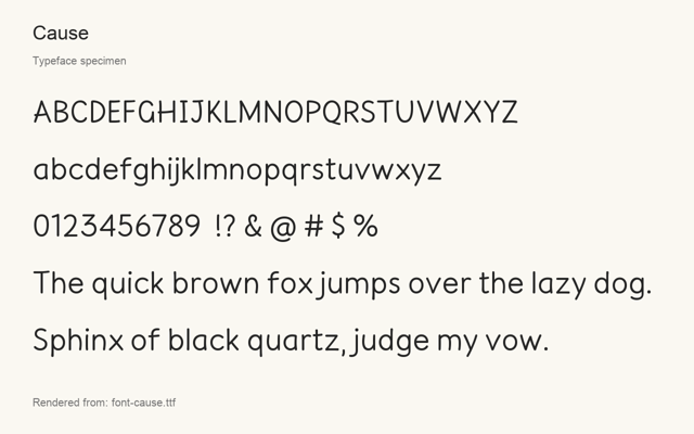 Typeface specimen rendered from the distributed font