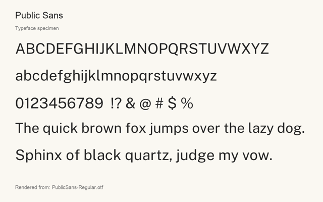 Typeface specimen rendered from the distributed font