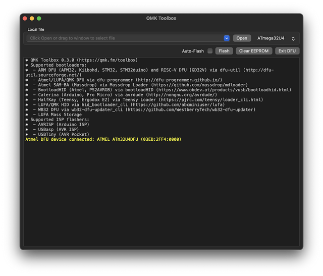 QMK Toolbox on macOS — official README example (0.3.0)