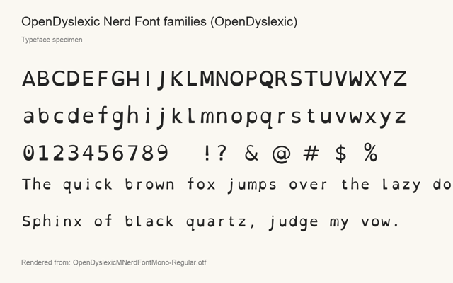 Typeface specimen rendered from the distributed font
