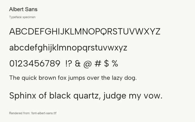 Typeface specimen rendered from the distributed font