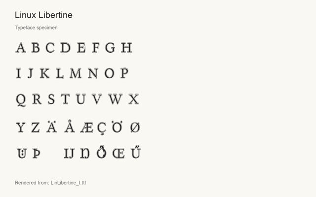 Typeface specimen rendered from the distributed font