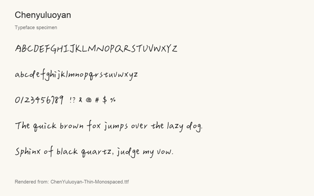 Typeface specimen rendered from the distributed font
