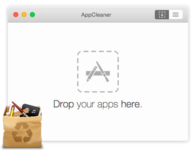 Exemplo do site oficial do Mac: arraste um app para o AppCleaner para buscar arquivos relacionados; exemplo de interface.