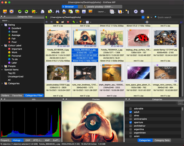 Official XnView MP macOS screenshot from the publisher download page; illustrative interface.