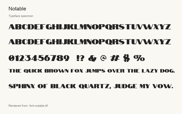 Typeface specimen rendered from the distributed font