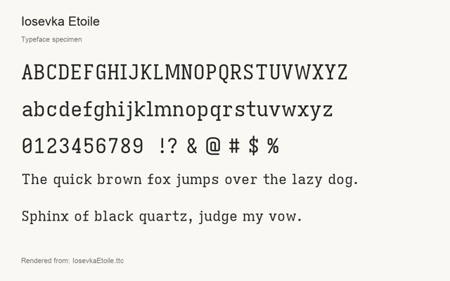 Typeface specimen rendered from the distributed font