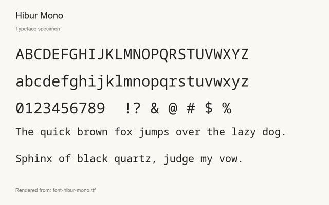 Typeface specimen rendered from the distributed font