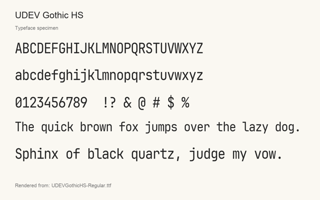 Typeface specimen rendered from the distributed font