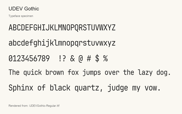 Typeface specimen rendered from the distributed font