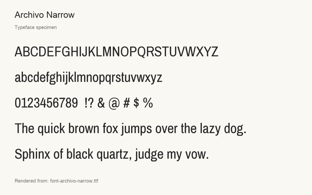 Typeface specimen rendered from the distributed font