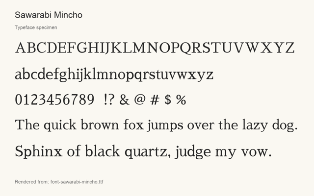 Typeface specimen rendered from the distributed font