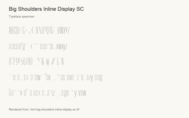 Typeface specimen rendered from the distributed font