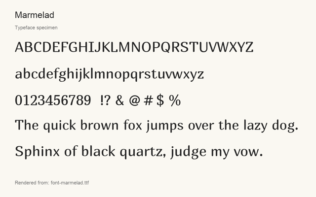 Typeface specimen rendered from the distributed font