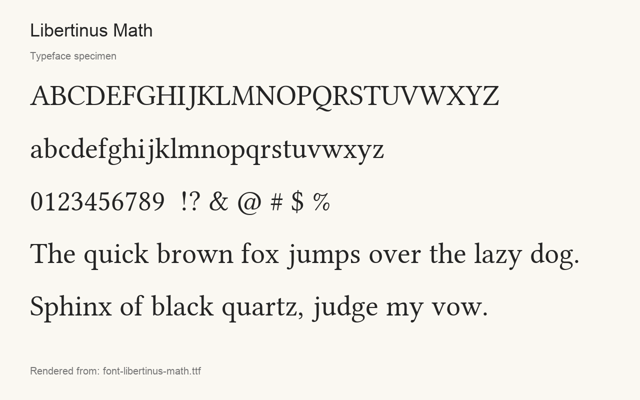 Typeface specimen rendered from the distributed font