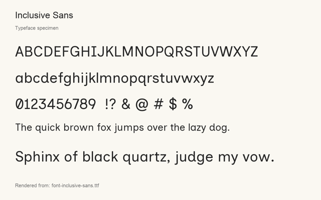 Typeface specimen rendered from the distributed font