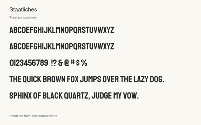 Typeface specimen rendered from the distributed font
