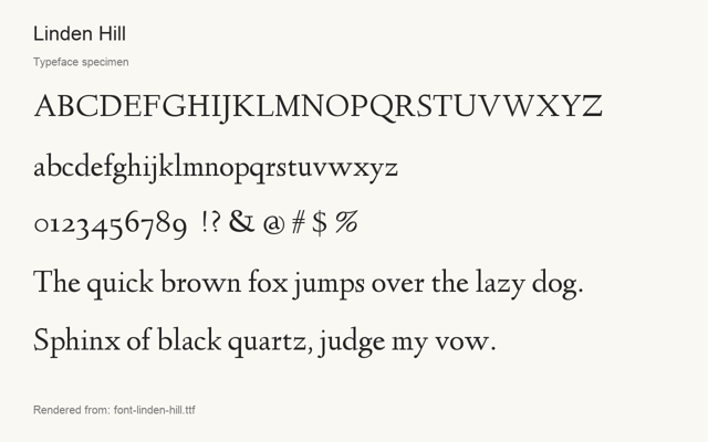 Typeface specimen rendered from the distributed font