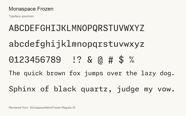 Typeface specimen rendered from the distributed font