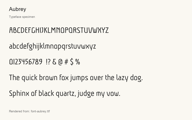 Typeface specimen rendered from the distributed font