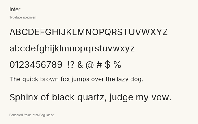 Typeface specimen rendered from the distributed font