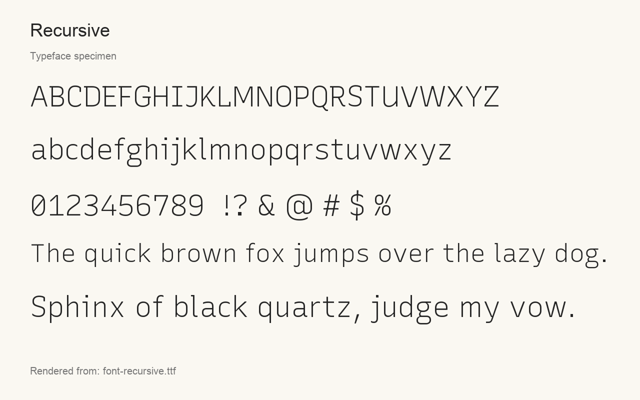 Typeface specimen rendered from the distributed font