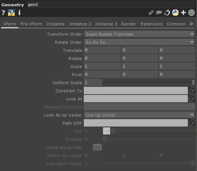 TouchDesigner Geometry parameter panel — screenshot excerpt from the official documentation