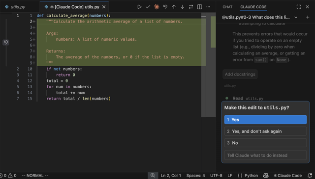 Официальная интеграция с VS Code: просмотр различий и подтверждение правок