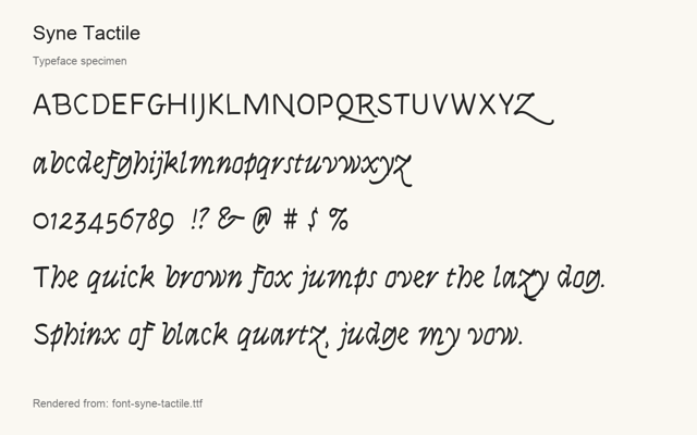 Typeface specimen rendered from the distributed font