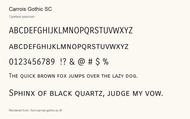 Typeface specimen rendered from the distributed font