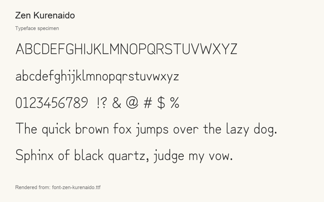 Typeface specimen rendered from the distributed font