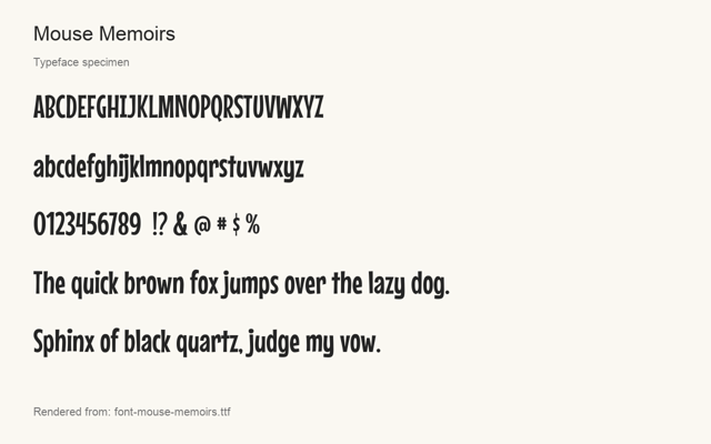 Typeface specimen rendered from the distributed font